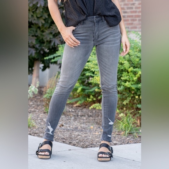 KanCan Jeans || Dark Grey • Style #KC7266GD •Ripped Distressed Ankles size 13/30 - Picture 1 of 12